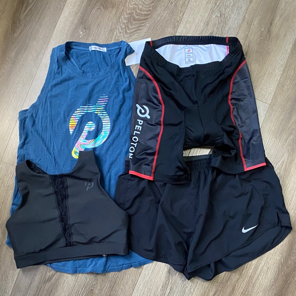 Peloton Cycle Bundle - Tank & Bra (L) Hincapie Cycle NWT & Nike Shorts (XL)